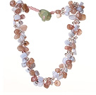 Wholesale 2014 Summer Lovely Design Strawberry Crystal Purple Jade and Agate Twisted Necklace