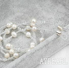 White Freshwater Pearl and White Crystal Long Necklace