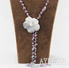 23.6 inches rainblow flourite necklace with black shell flower