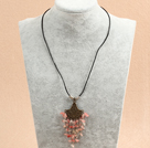 Wholesale Simple Retro Style Chandelier Shape Watermelon Crystal Tassel Pendant Necklace With Black Leather