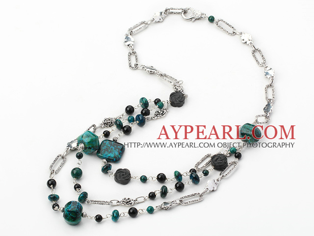 hot style black agate and phoenix stone necklace