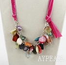 Wholesale 23.6 inches multi color gemstone necklace with ribbon