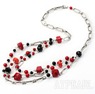 Wholesale fashion bloodstone coral and black agate necklace