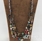 25.6 inches fashion black pearl multi color gemstone necklace