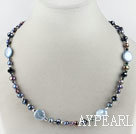 17.7 inches botton pearl and crystal necklace
