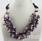 hot white rice pearl and amethyst necklace