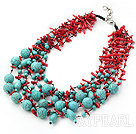 Fabulous Multi Strand Coral and Turquoise Neckalce