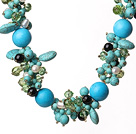 Wholesale Beautiful Blue Turquoise and Crystal and Pearl Necklace