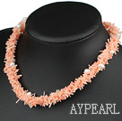 18.5 inches 3 strand white pearl and pink coral necklace with moonlight clasp