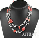 Wholesale Popular Long Chain Loop Style Mixed Size And Shape Cherry Quartz Necklace, Sweater Necklace