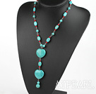 Wholesale Nice Round Bloodstone And Oval Heart Shape Blue Burst Pattern Turquoise Pendant Necklace With Extendable Chain