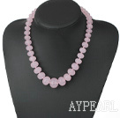 Fashion Tower Shape Facted Manmade Pink Crystal Beaded Necklace With Moonight Clasp