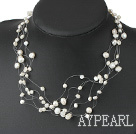 Elegant Natural White Fresh Water Pearl String&Strand Necklace