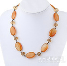 Single Strand Crystal and Visional Agate Necklace with Moonlight Clasp