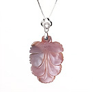 Elegant Style Leaf Shape Natural Pink Purple Seashell Pearls Pendant Necklace with 925 Sterling Silver Chain