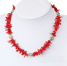 Fashion Stick Shape Red Coral Strand Charm Necklace