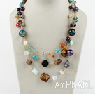 Fashion Multi Strand Various Sizes And Shapes Colorful Gemstone Necklace With Moonight Clasp