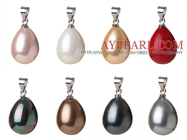 8 pcs Lovely Summer Design Drop Shape Multi Color Seashell Pearls Pendant(no chain)