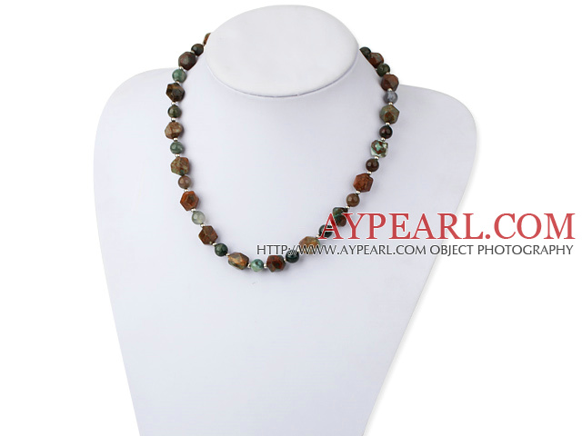 Fashion Colorful Indian Agate Beaded Strand Necklace With Moonight Clasp