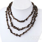 Long Style Irregular Natural Smoky Quartz Chips Beaded Necklace 