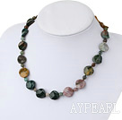 Fashion Colorful Indian Agate Beaded Strand Necklace With S Clasp Extendable Chain