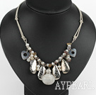 Fashion White Freshwater Pearl Agate And White Turquoise Metal Charm Necklace