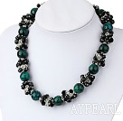 Wholesale Elegant Pearl Black White Crystal And Round Phoenix Stone Necklace With Moonight Clasp