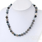 Popular Faceted Mixed Color Burst Pattern Agate Beaded Strand Necklace With Moonight Clasp