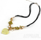 pearl crystal lemon jade necklace with extendable chain