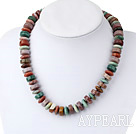 Elegant Disc Shape Multi Color Marine Agate Graduated Strand Necklace