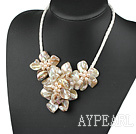 Elegant style smaller gray pearl shell flower necklace