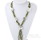 bridal jewelry fashion white pearl olive stone necklace with shell flower