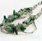 new style black pearl and aventurine necklace with tibet silver charms