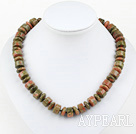 Discount flower and green stone beaded necklace with moonlight clasp
