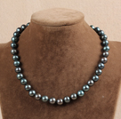 Hot Sale Women Gift A Grade 10-11mm Natural Black Pearl Necklace With Heart Clasp