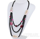 new style multi strand pink and black agate neckalce