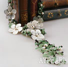 Wholesale bridal jewelry fashion white pearl aventurine necklace with shell flower