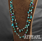 Long Style Green Series Freshwater Pearl and Turquoise Necklace ( Can also be bracelet )