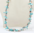 Wholesale bridal jewelry white pearl crystal and amazon stone necklace