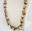 Wholesale Fashion Multi Czech Crystal And Tiger Eye Teeth Long Strand Necklace