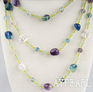 fashion long style rainbow flourite necklace
