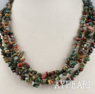 multi strand 5-6mm indian agate chips beaded necklace with jade clasp