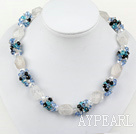 Fashion Multi Bright Color Crystal And Rock Strand Necklace With Magnetic Clasp 