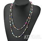 Fashion Long Loop Chain Style Multi Color Mixed Freshwater Pearl Necklace, Sweater Necklace