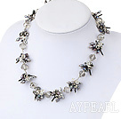 Nice Mixed Color And Shape Freshwater Pearl Crystal Cluster Necklace With Moonight Clasp