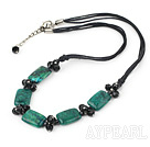 Wholesale Lovely Black Faceted Crystal And Rectangle Phoenix Stone Strand Necklace