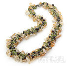 Wholesale Yellow and Green Series Citrine and Garnet and Olivine Necklace with Metal Chain