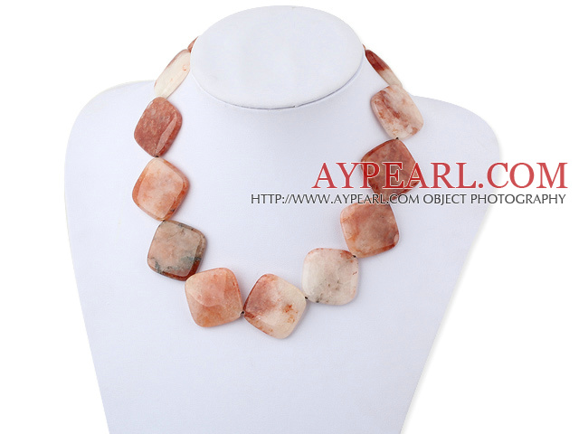 30*30Mm Natural Large Chunky Style Rhombus Balas Stone Necklace