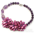 New Design Amethyst and Purple Shell Flower Necklace