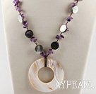 vogue jewelry Y shape amethyst and shell necklace